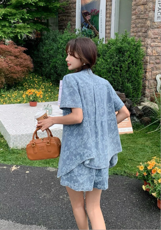 柄入りデニムセットアップ