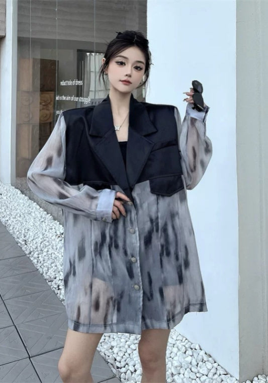 クール系お姉さん風 ジャケットシャツ