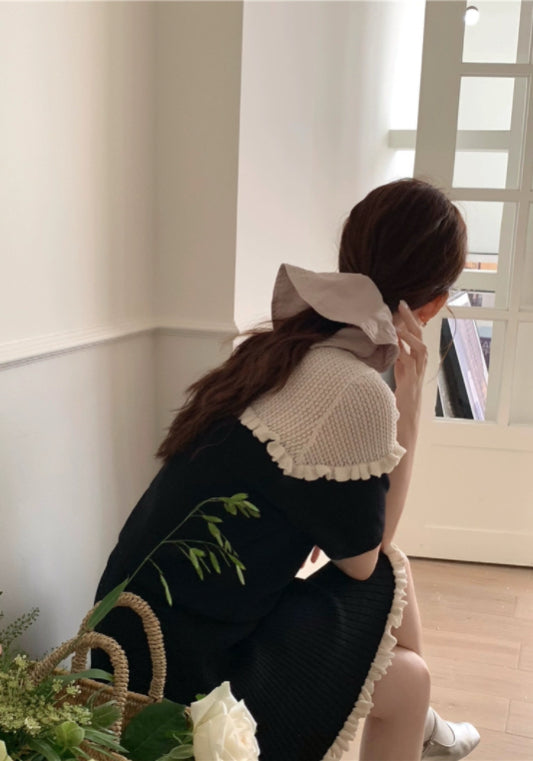 配色フリル ニットトップス+スカート セットアップ✨