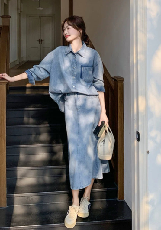 長袖デニムセットアップ