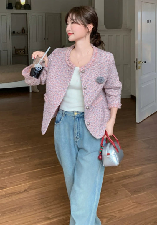 ピンク ツイードジャケット
