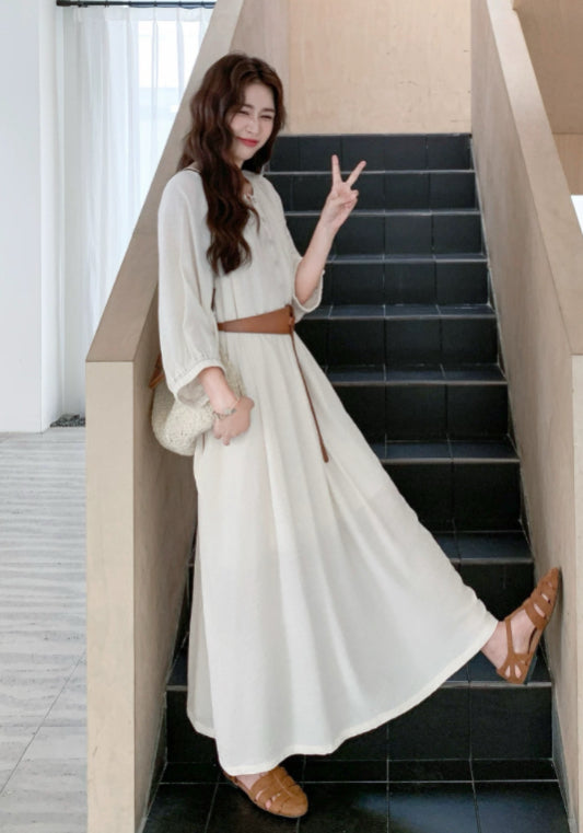 オフホワイト シャツワンピース