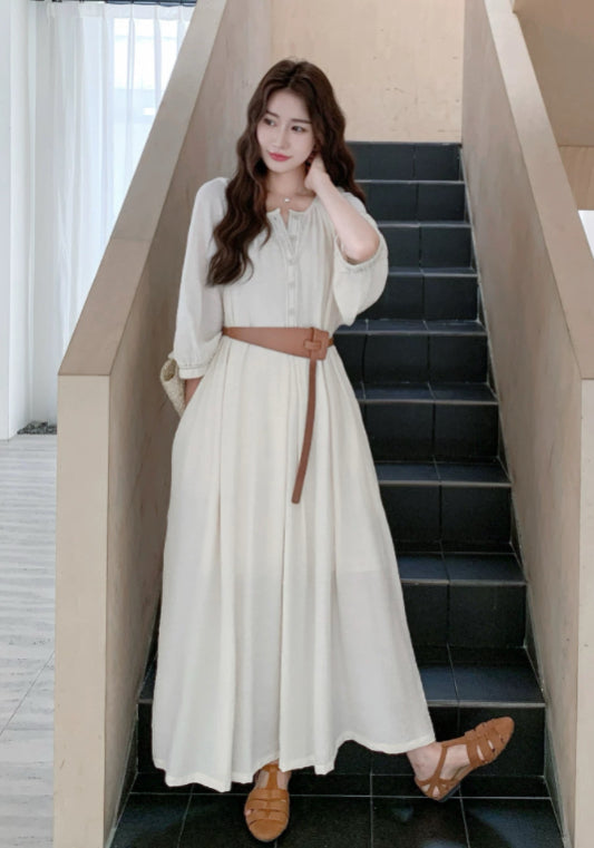 オフホワイト シャツワンピース