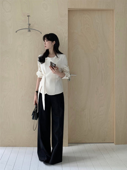 圓領一粒扣綁帶外套