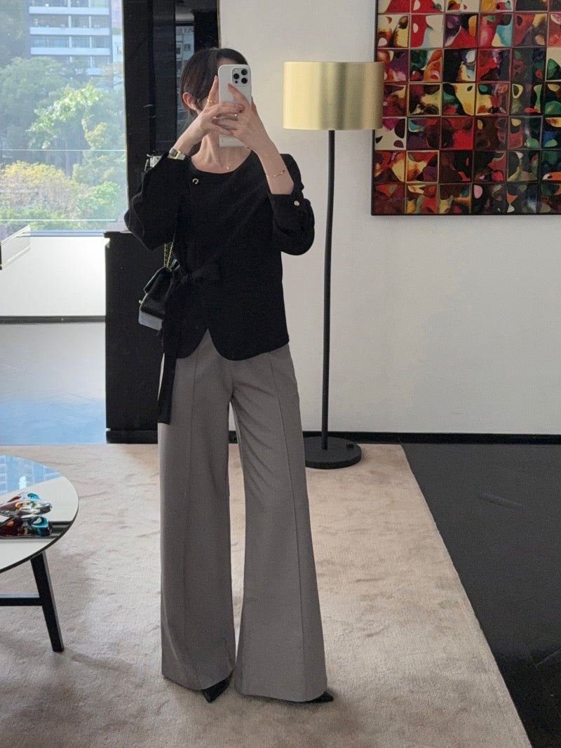 圓領一粒扣綁帶外套