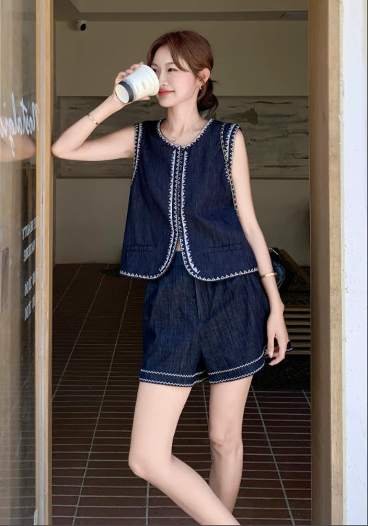刺繍デニムセットアップ