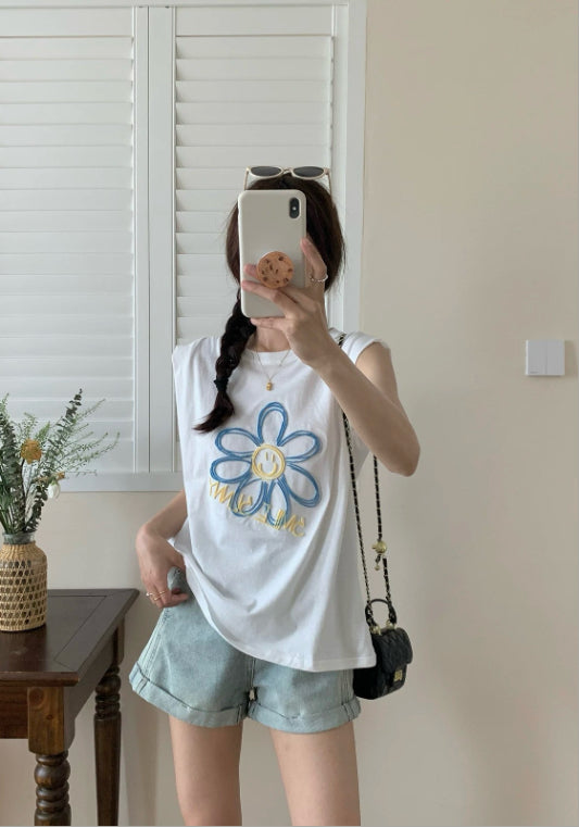 小花柄ニットベスト