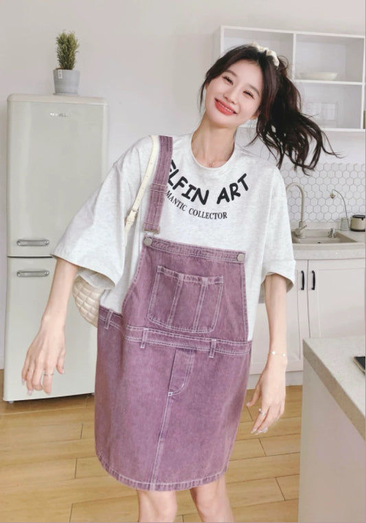 デニム切替Tシャツワンピース