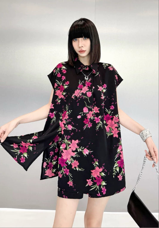 テンセル花柄セットアップ