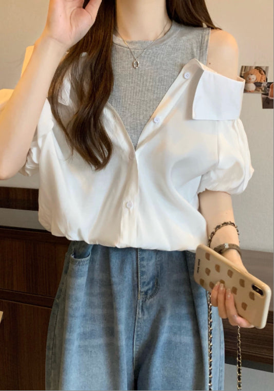 レイヤード風オフショルシャツ