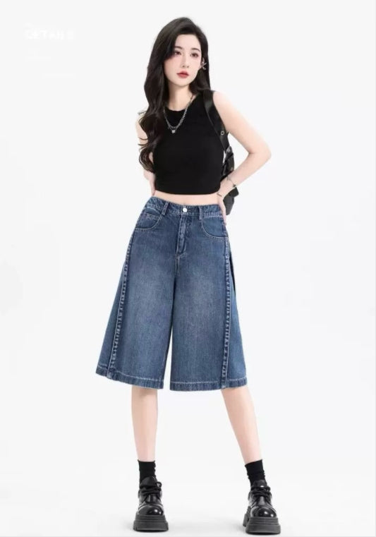 シンプルデニムハーフパンツ