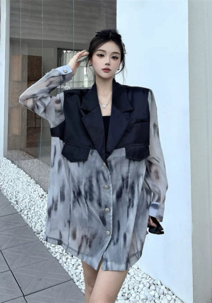 クール系お姉さん風 ジャケットシャツ