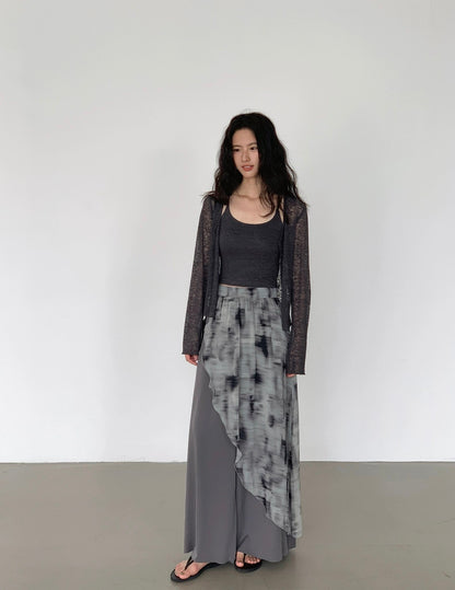 シアー素材ロングカーディガン＋カップ付きキャミセット