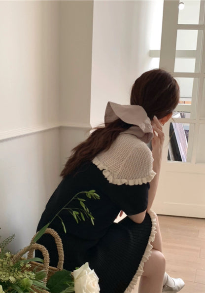 配色フリル ニットトップス＋スカート セットアップ✨