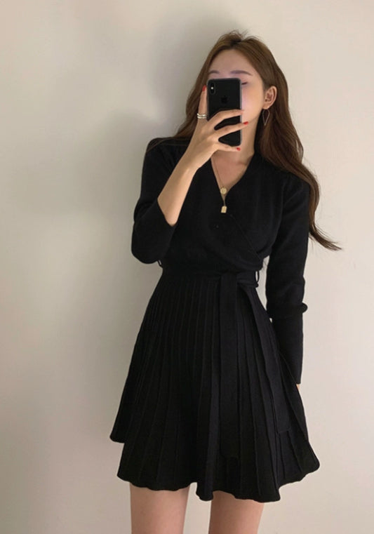 長袖ニットプリーツワンピース✨