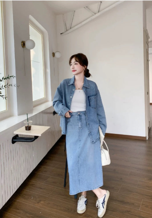 長袖デニムセットアップ