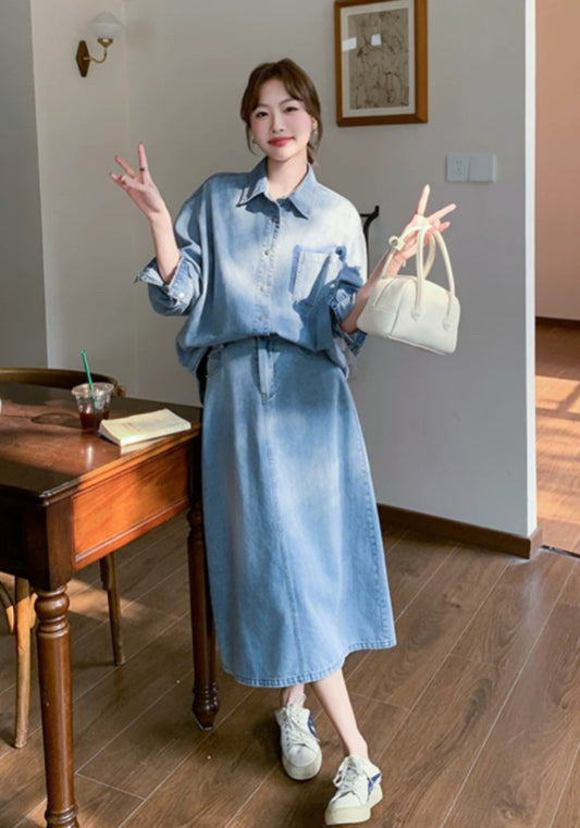 長袖デニムセットアップ