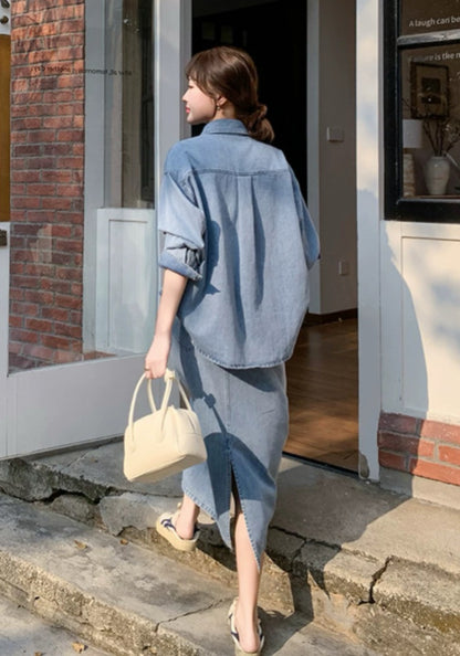 長袖デニムセットアップ