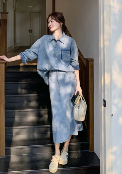 長袖デニムセットアップ