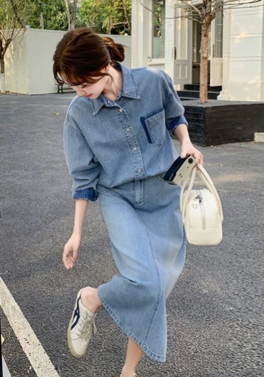 長袖デニムセットアップ