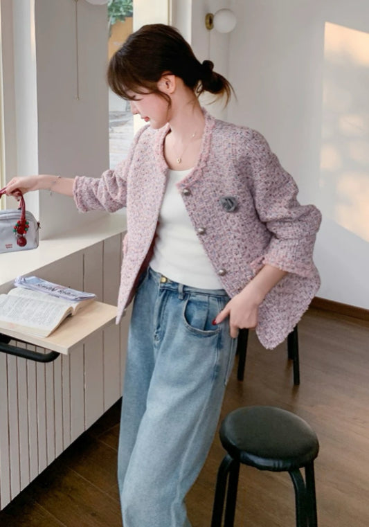 ピンク ツイードジャケット