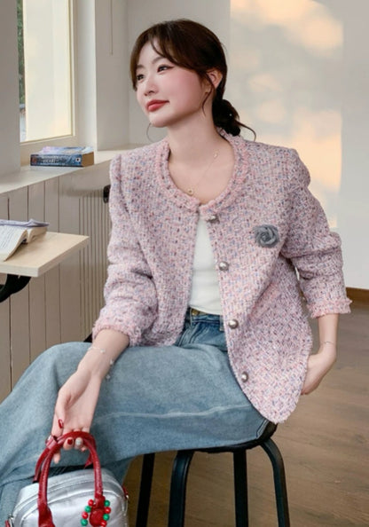 ピンク ツイードジャケット