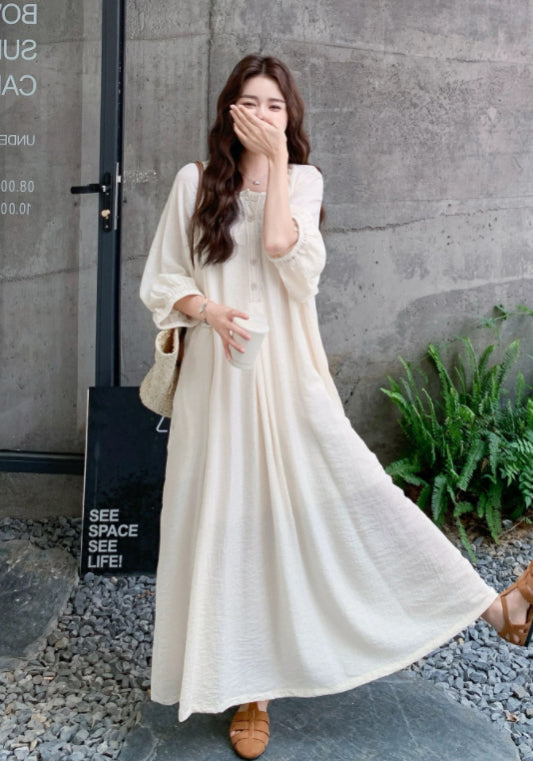 オフホワイト シャツワンピース