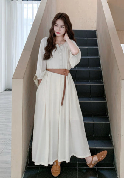 オフホワイト シャツワンピース