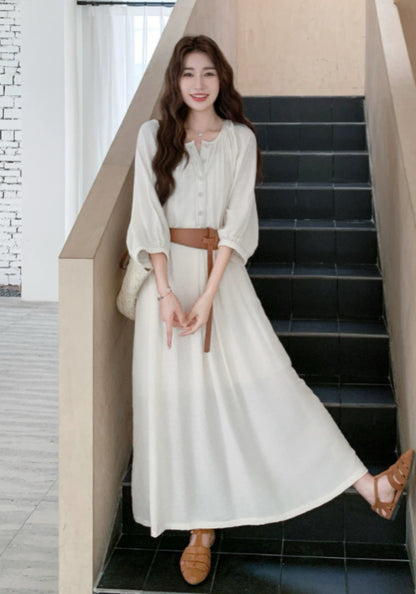 オフホワイト シャツワンピース